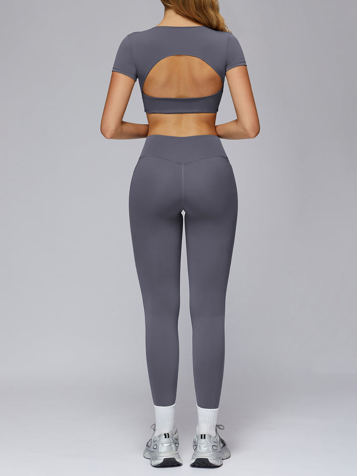 Gathered Front Hollow-Back Sports Top