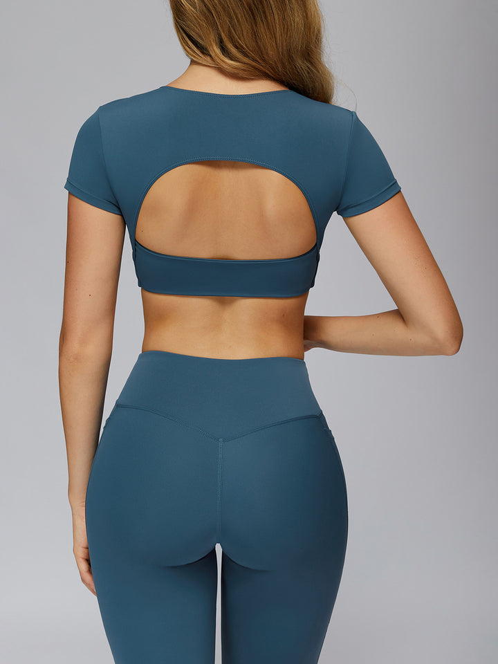 Gathered Front Hollow-Back Sports Top