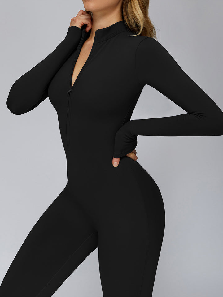 Half-Zip Long-Sleeve Fleece Bodysuit