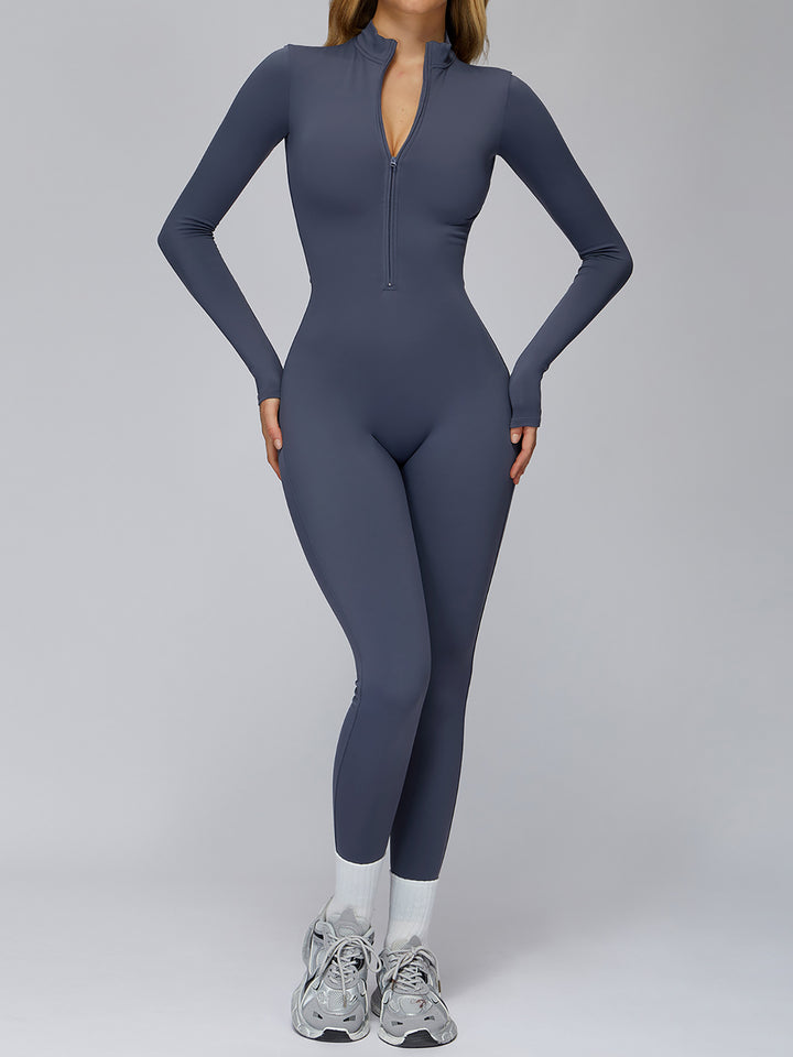 Half-Zip Long-Sleeve Fleece Bodysuit