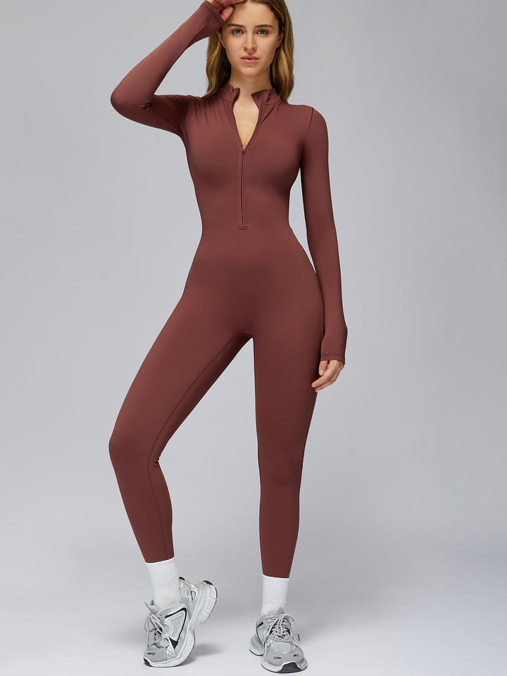 Half-Zip Long-Sleeve Fleece Bodysuit