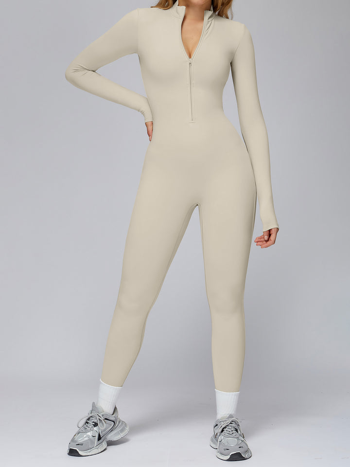 Half-Zip Long-Sleeve Fleece Bodysuit