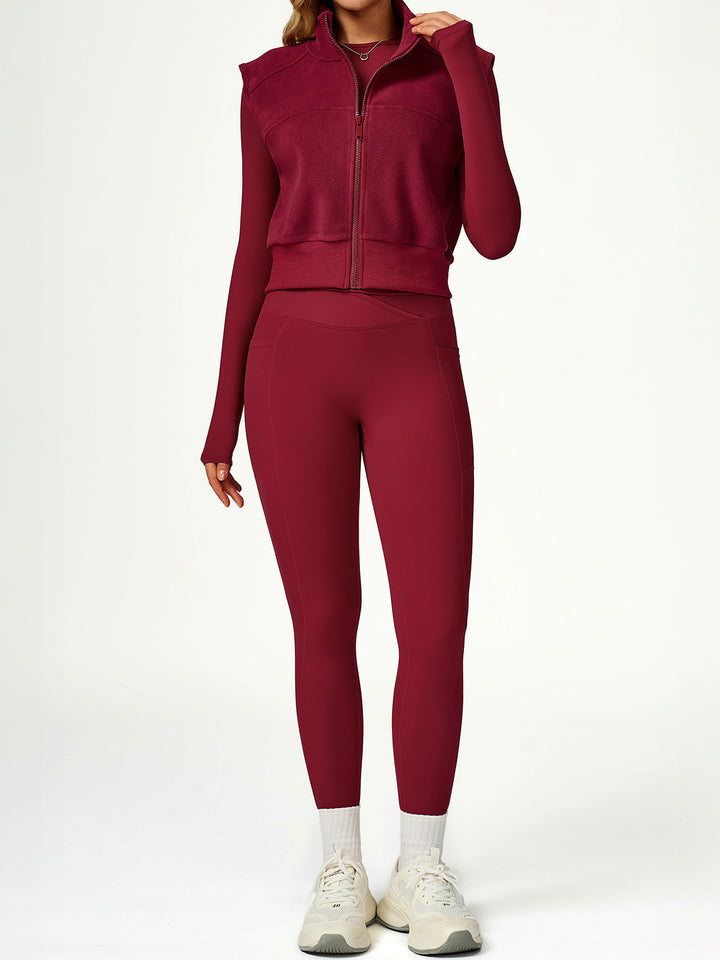 High Collar Fleece Zippered Coat