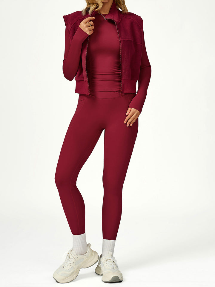 High Collar Fleece Zippered Coat