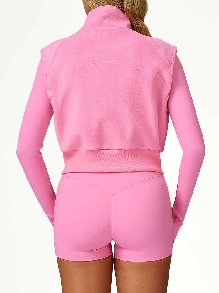 High Collar Fleece Zippered Coat