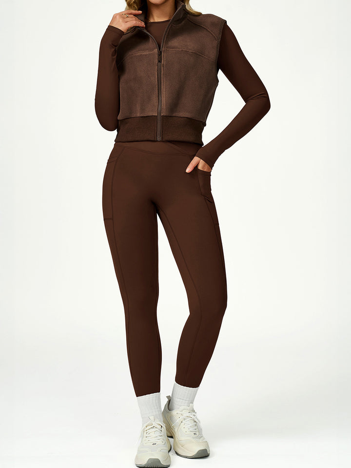 High Collar Fleece Zippered Coat
