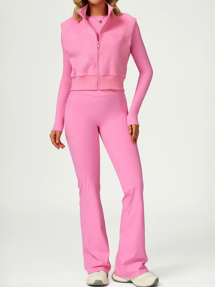 High Collar Fleece Zippered Coat