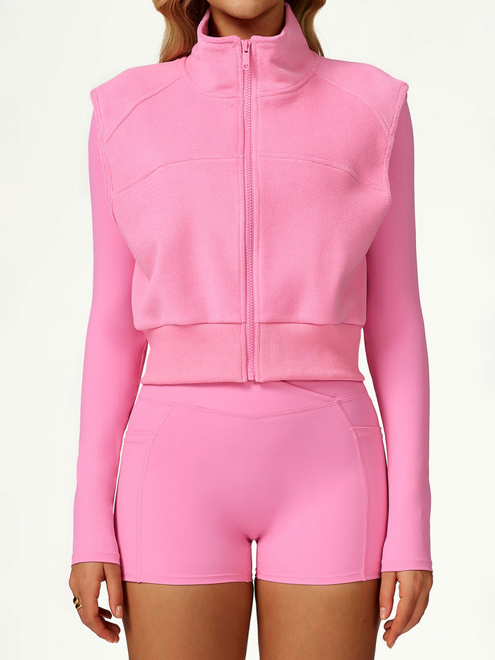 High Collar Fleece Zippered Coat