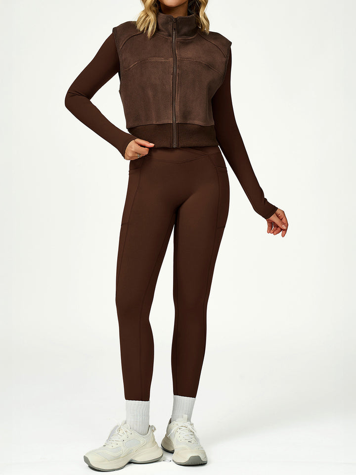 High Collar Fleece Zippered Coat