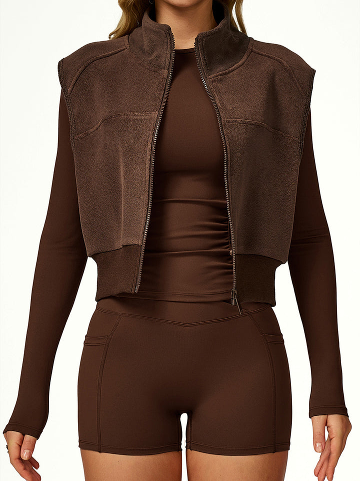 High Collar Fleece Zippered Coat