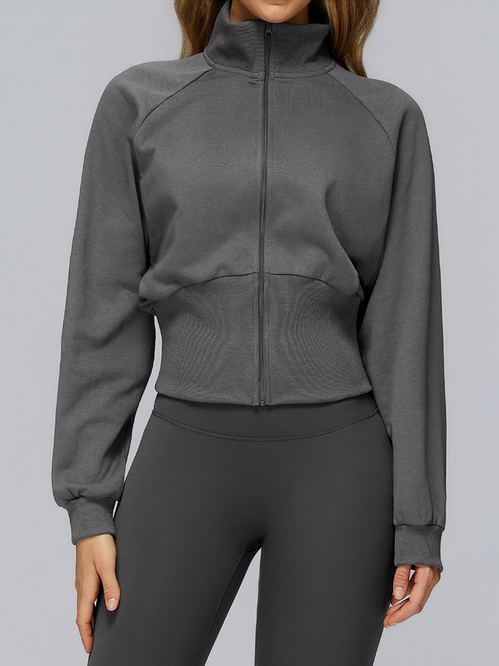 High Collar Ribbed Sports Coat