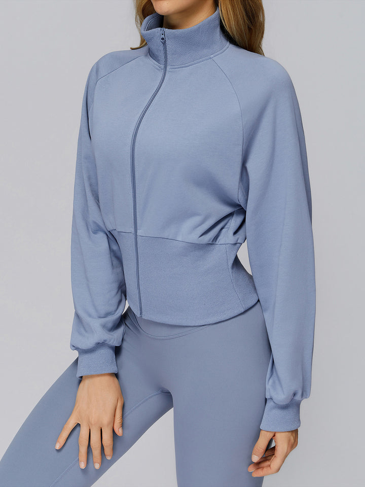 High Collar Ribbed Sports Coat