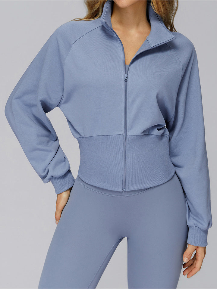 High Collar Ribbed Sports Coat