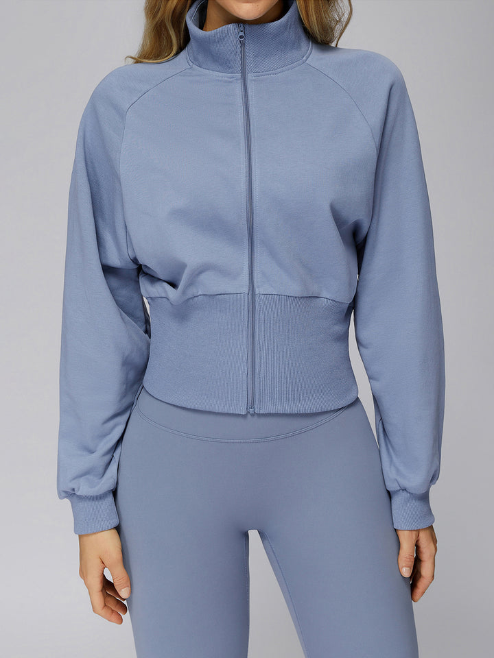 High Collar Ribbed Sports Coat
