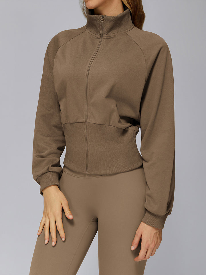 High Collar Ribbed Sports Coat