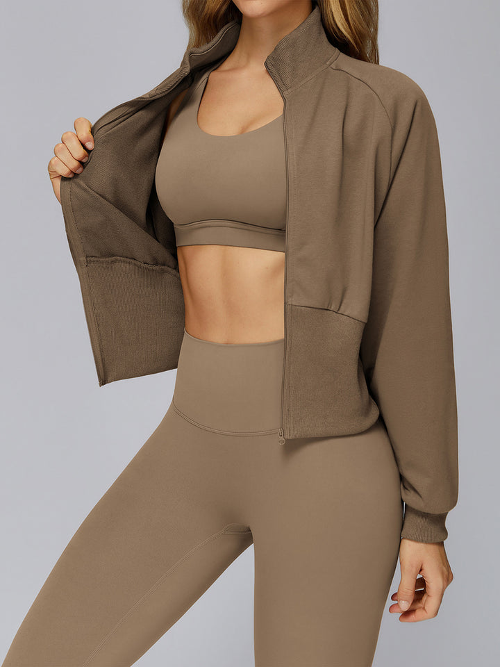 High Collar Ribbed Sports Coat