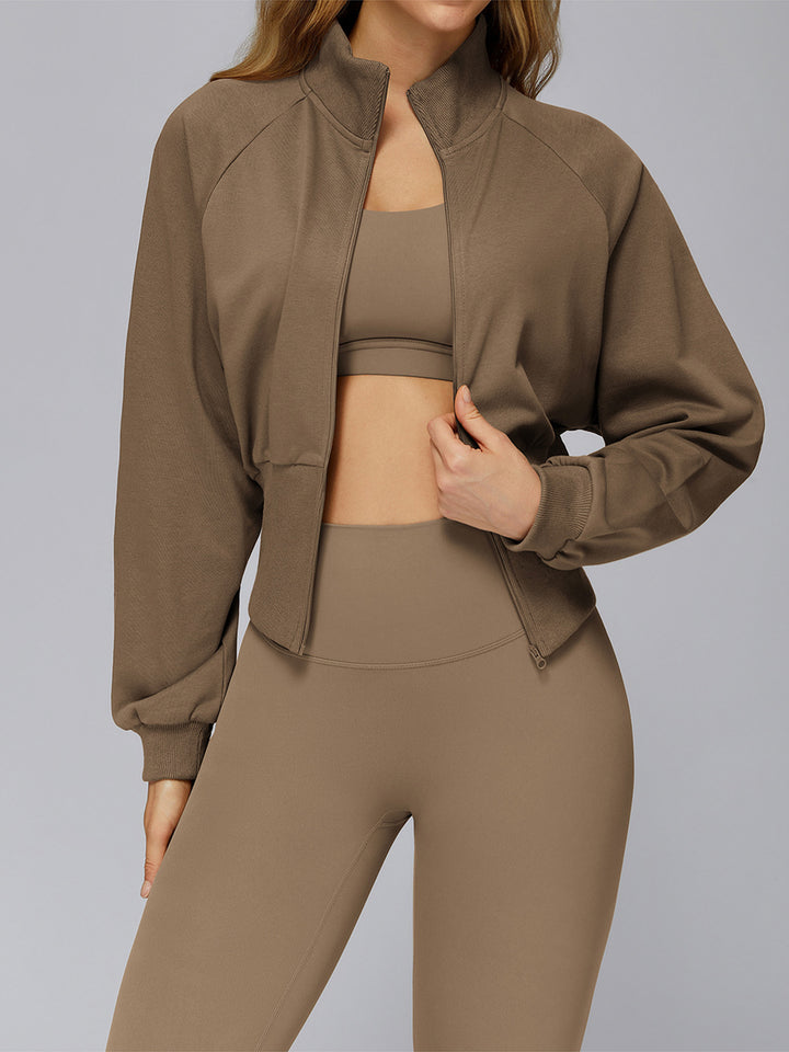 High Collar Ribbed Sports Coat