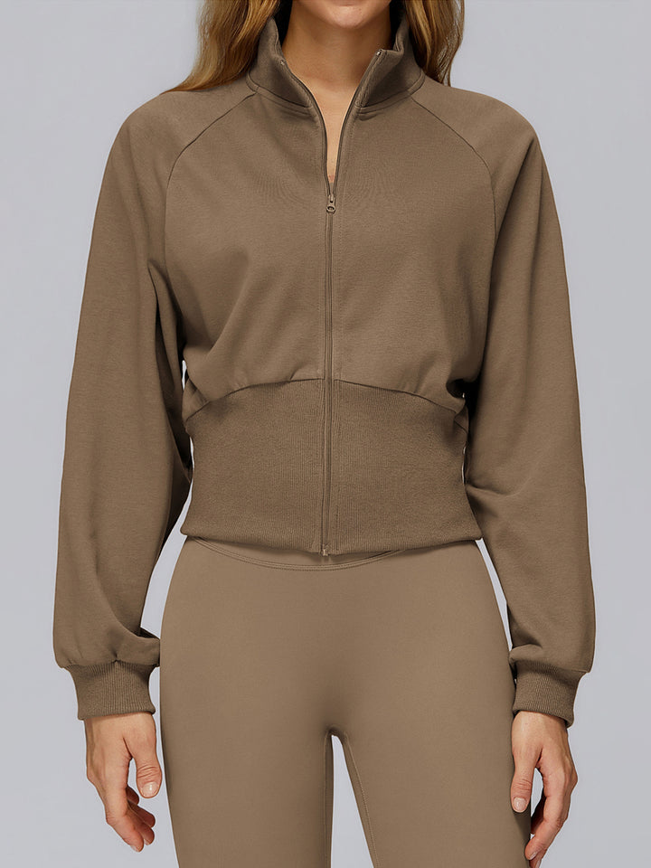 High Collar Ribbed Sports Coat