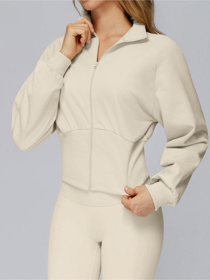High Collar Ribbed Sports Coat