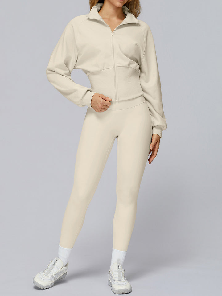 High Collar Ribbed Sports Coat