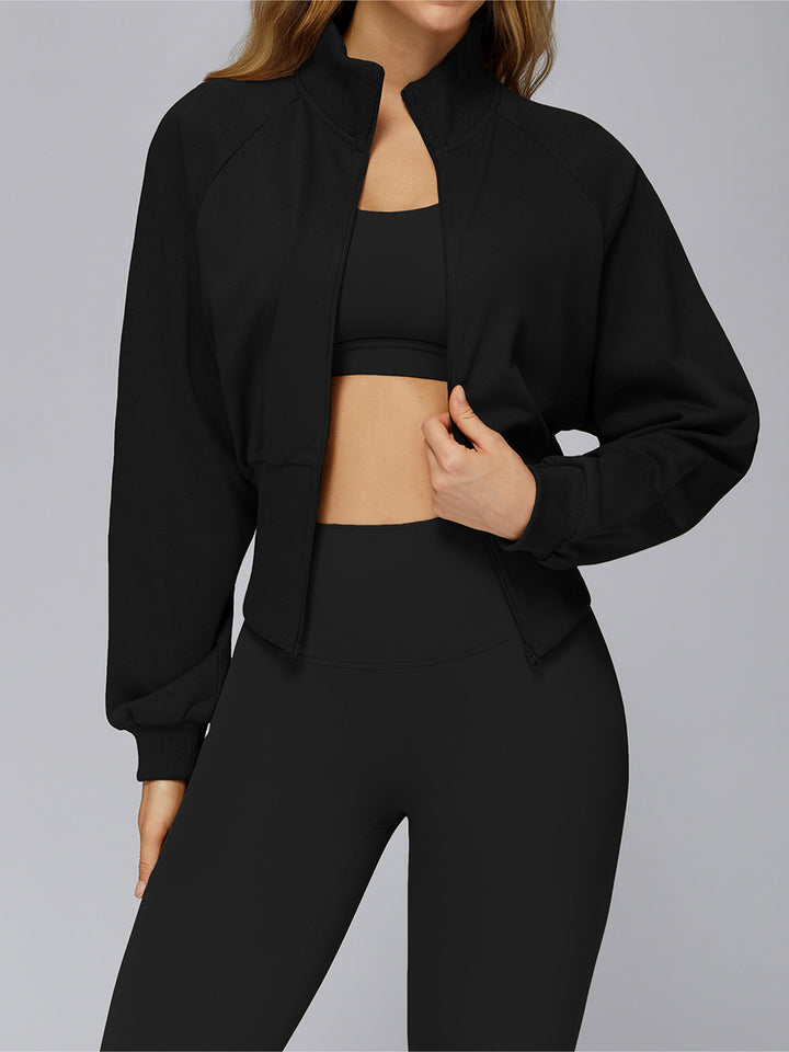 High Collar Ribbed Sports Coat