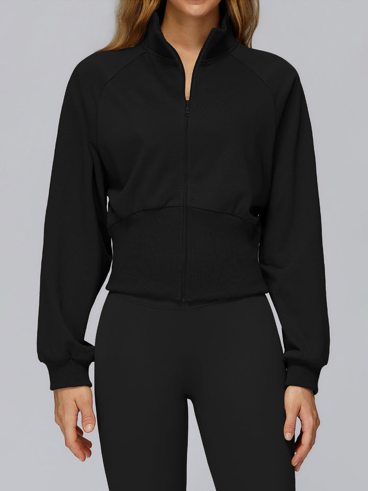 High Collar Ribbed Sports Coat