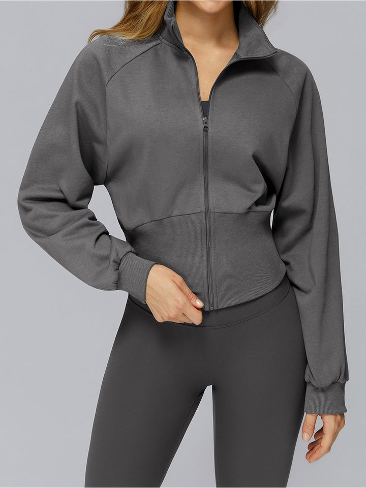 High Collar Ribbed Sports Coat