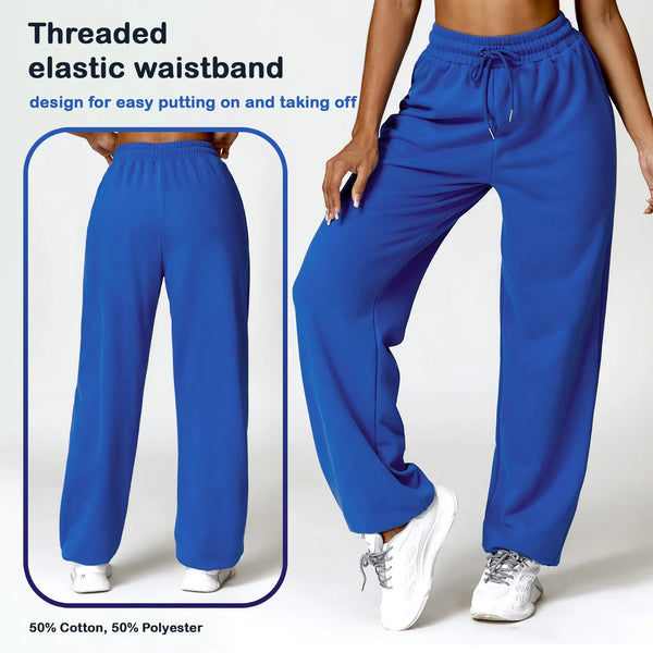 High Waist Ankle-tied Track Sweatpants Loose