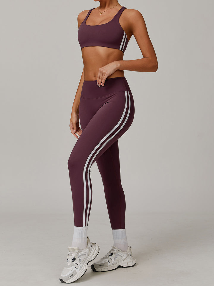 High Waist Contrast Stitch Sports Bottoms