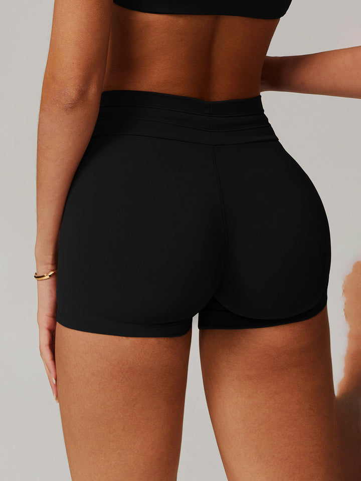 High Waist Fitness Shorts with Drawstring