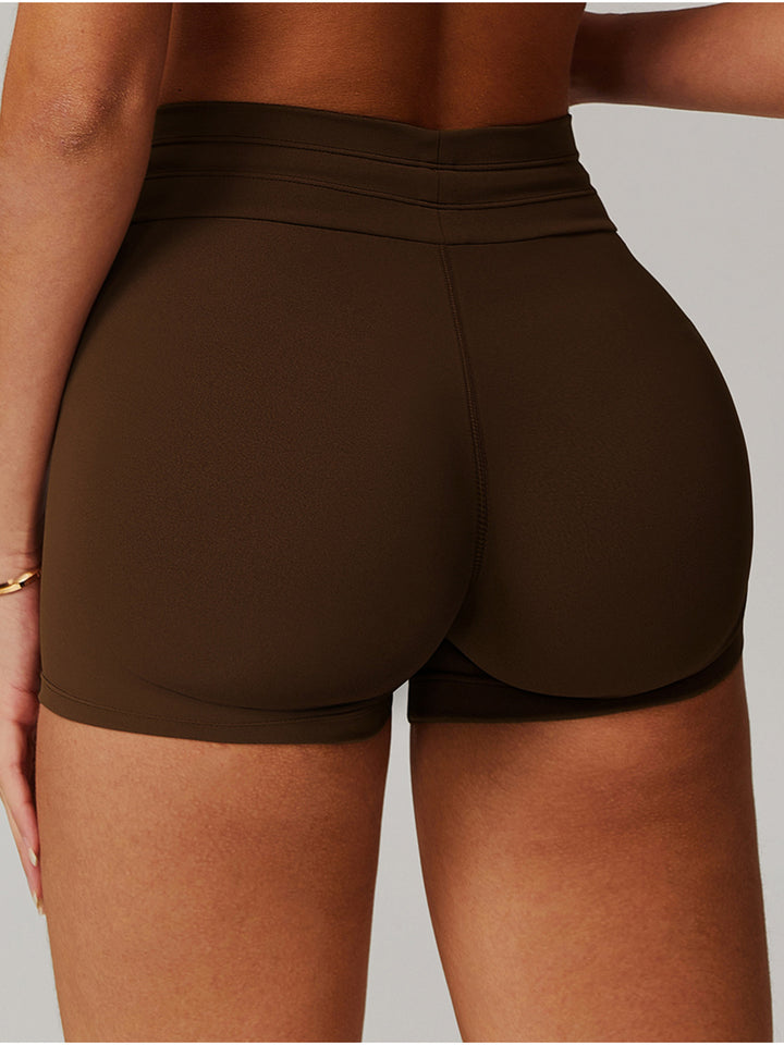 High Waist Fitness Shorts with Drawstring