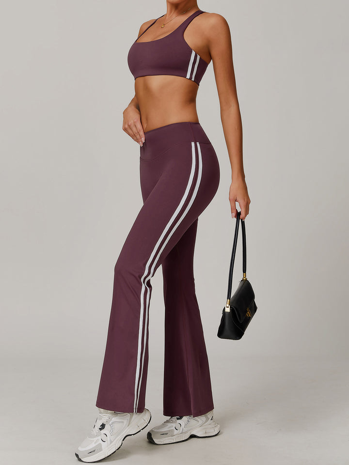 High Waist Flare Leggings with Contrast Stitching