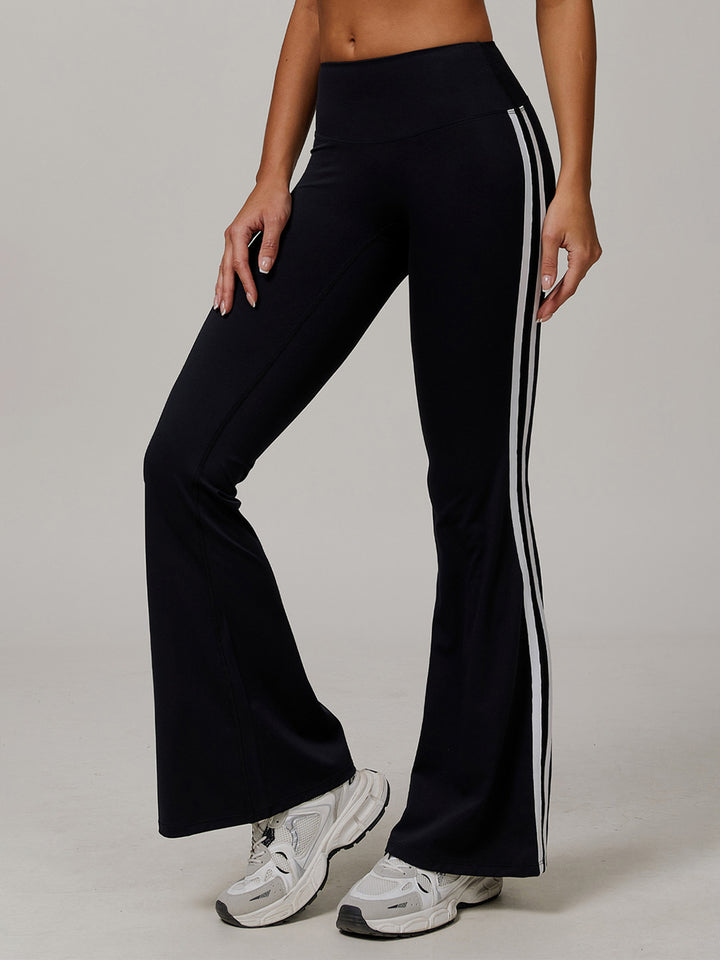 High Waist Flare Leggings with Contrast Stitching