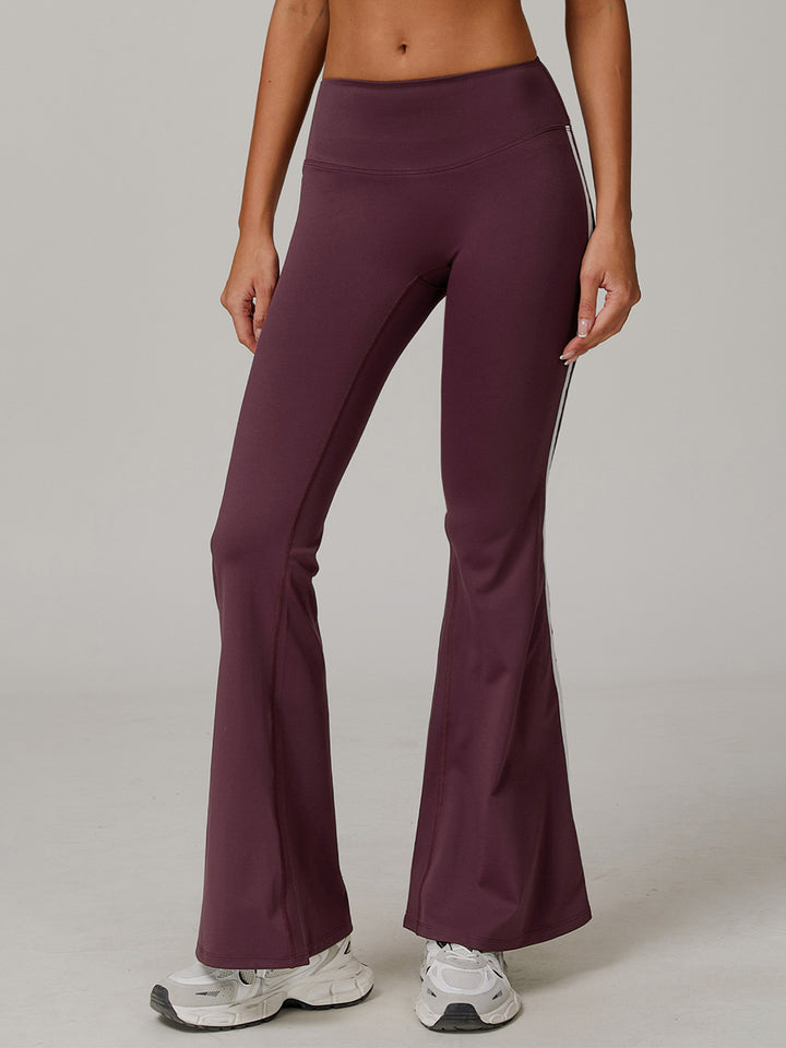 High Waist Flare Leggings with Contrast Stitching