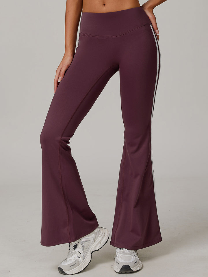 High Waist Flare Leggings with Contrast Stitching