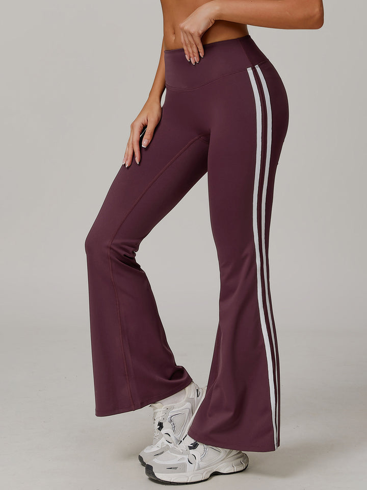 High Waist Flare Leggings with Contrast Stitching