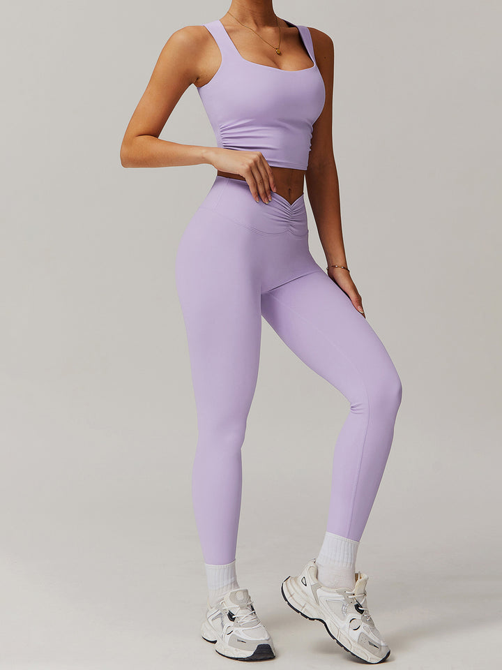 Low-Cut Gathered Sports Top