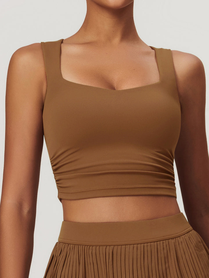 Low-Cut Gathered Sports Top