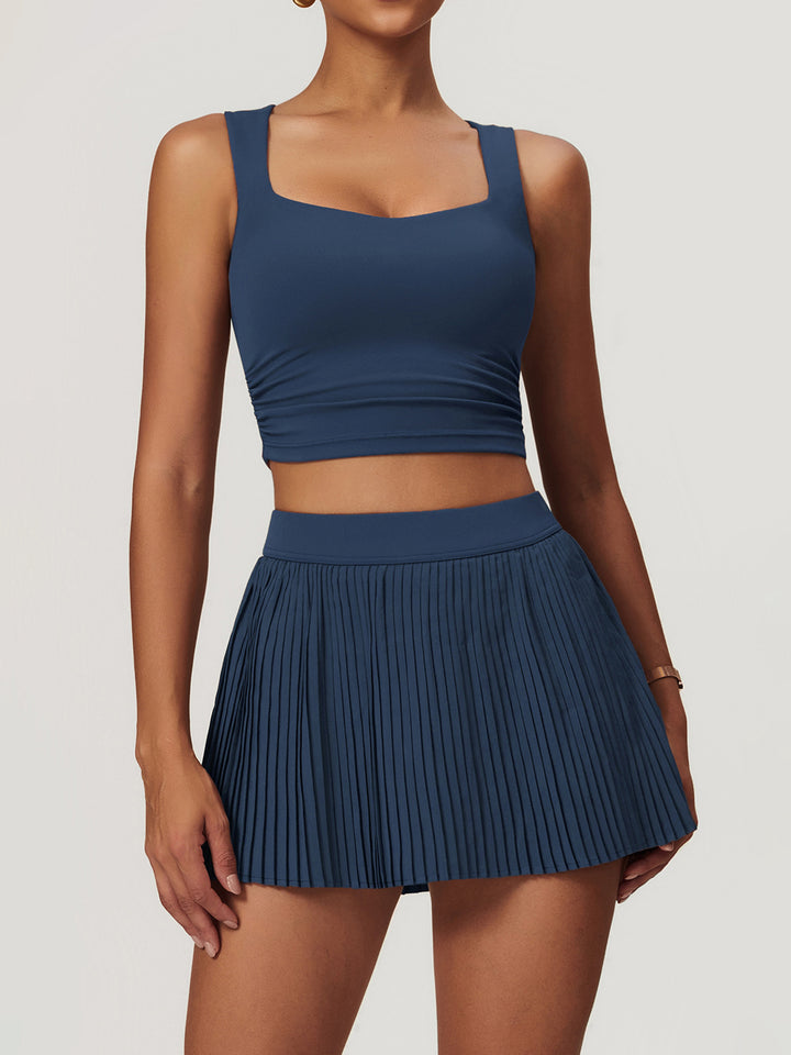 Low-Cut Gathered Sports Top