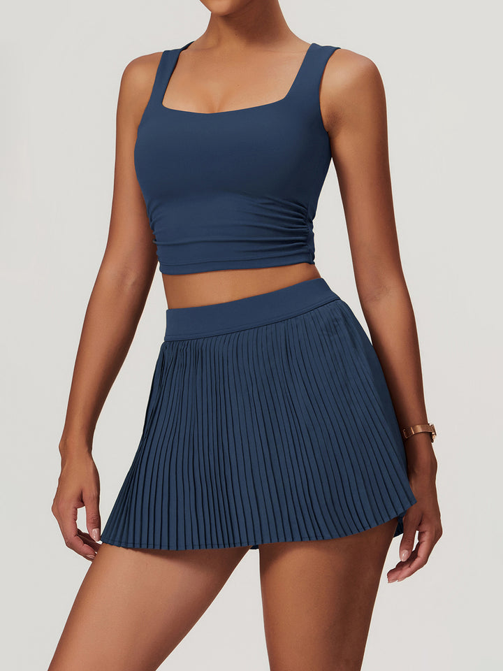 Low-Cut Gathered Sports Top