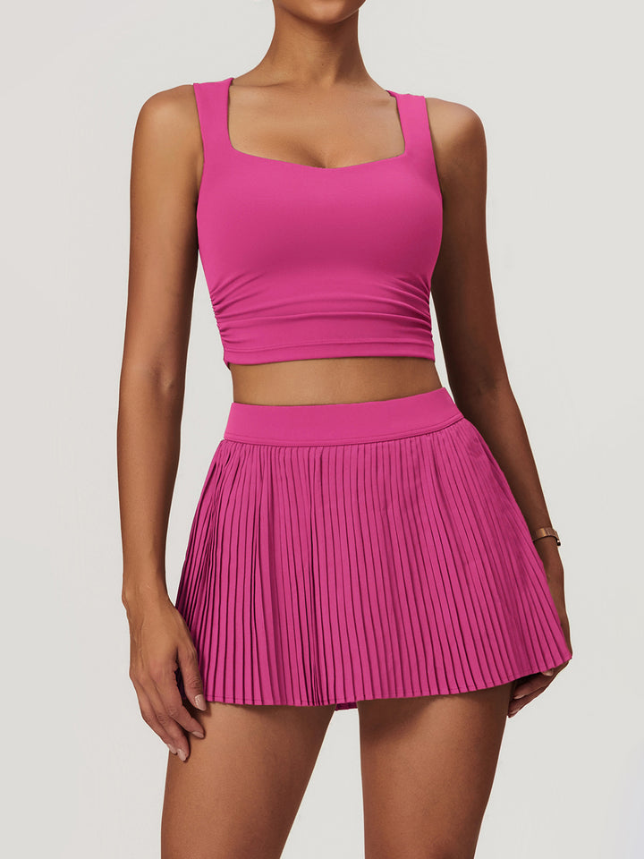 Low-Cut Gathered Sports Top