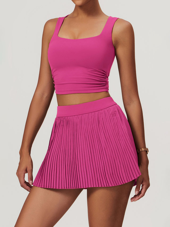 Low-Cut Gathered Sports Top