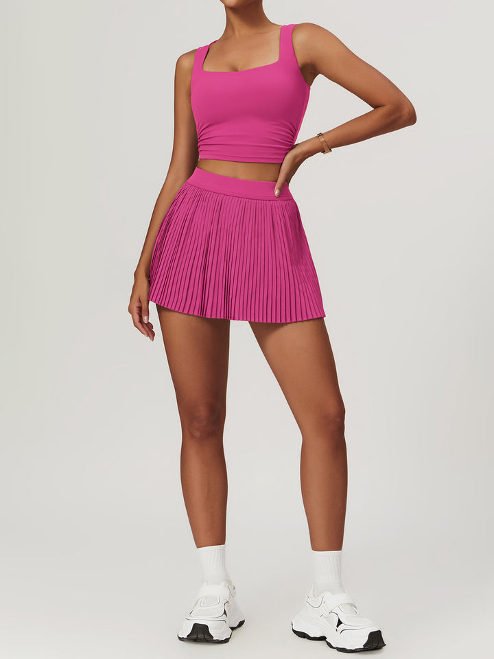 Low-Cut Gathered Sports Top