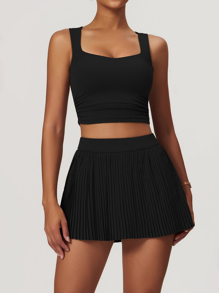 Low-Cut Gathered Sports Top