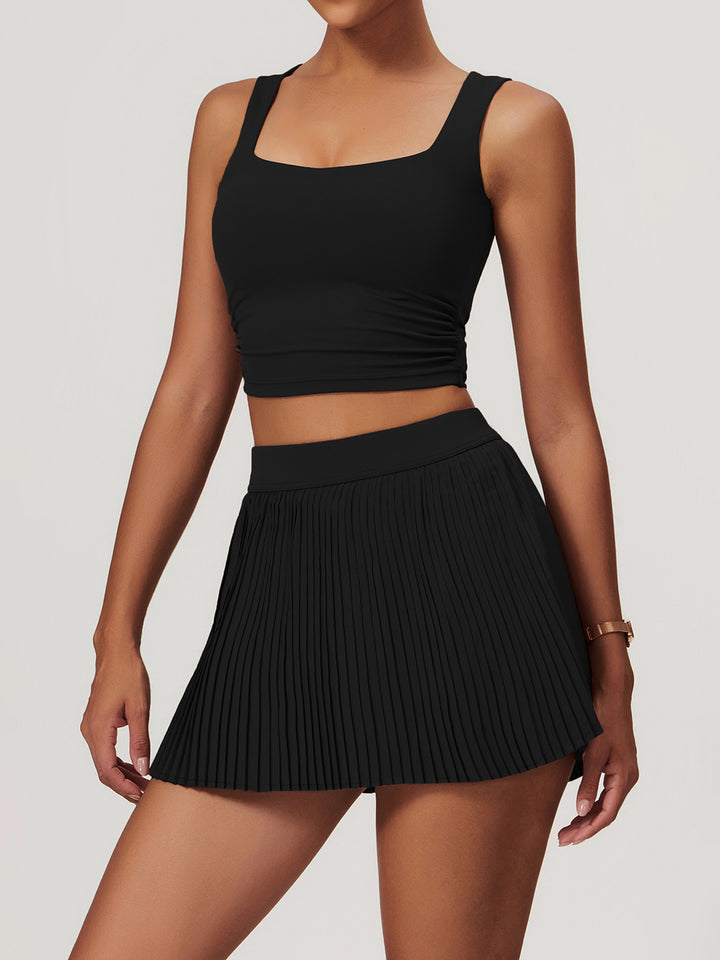 Low-Cut Gathered Sports Top