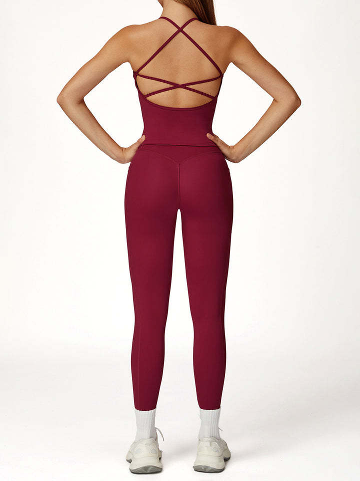 Nude Fabric Cross-Back Sports Top
