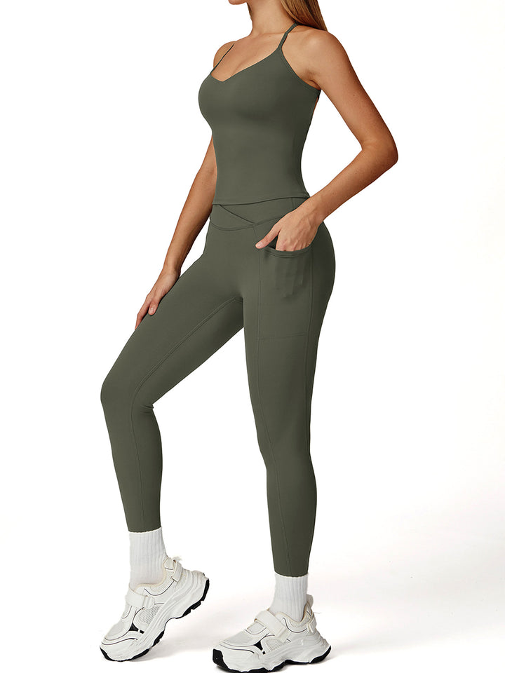 Nude Fabric Cross-Back Sports Top