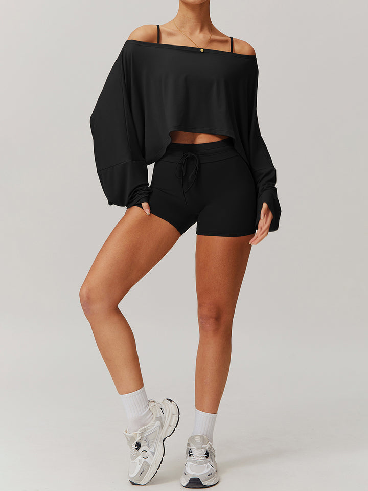 Off-Shoulder Cropped Batwing Top