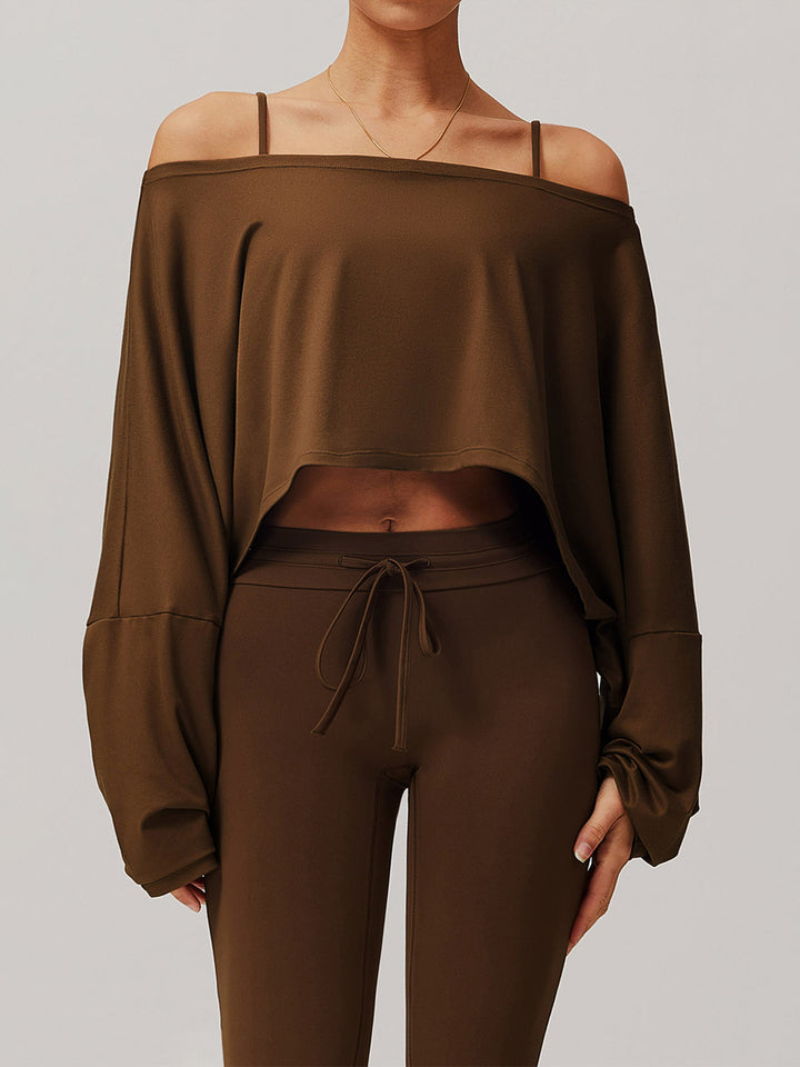 Off-Shoulder Cropped Batwing Top