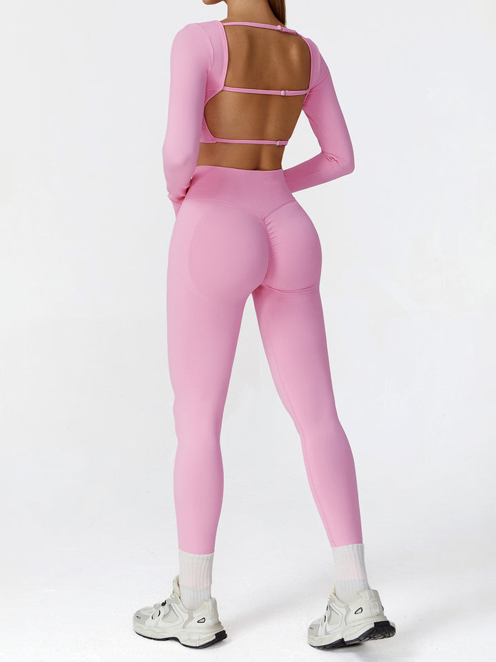Seamless Hollow Back Long Sleeve Top